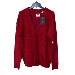 Levi's Coit Boxy Cardigan Relaxed Fuzzy Wool Blend Men's Small S Red NWT